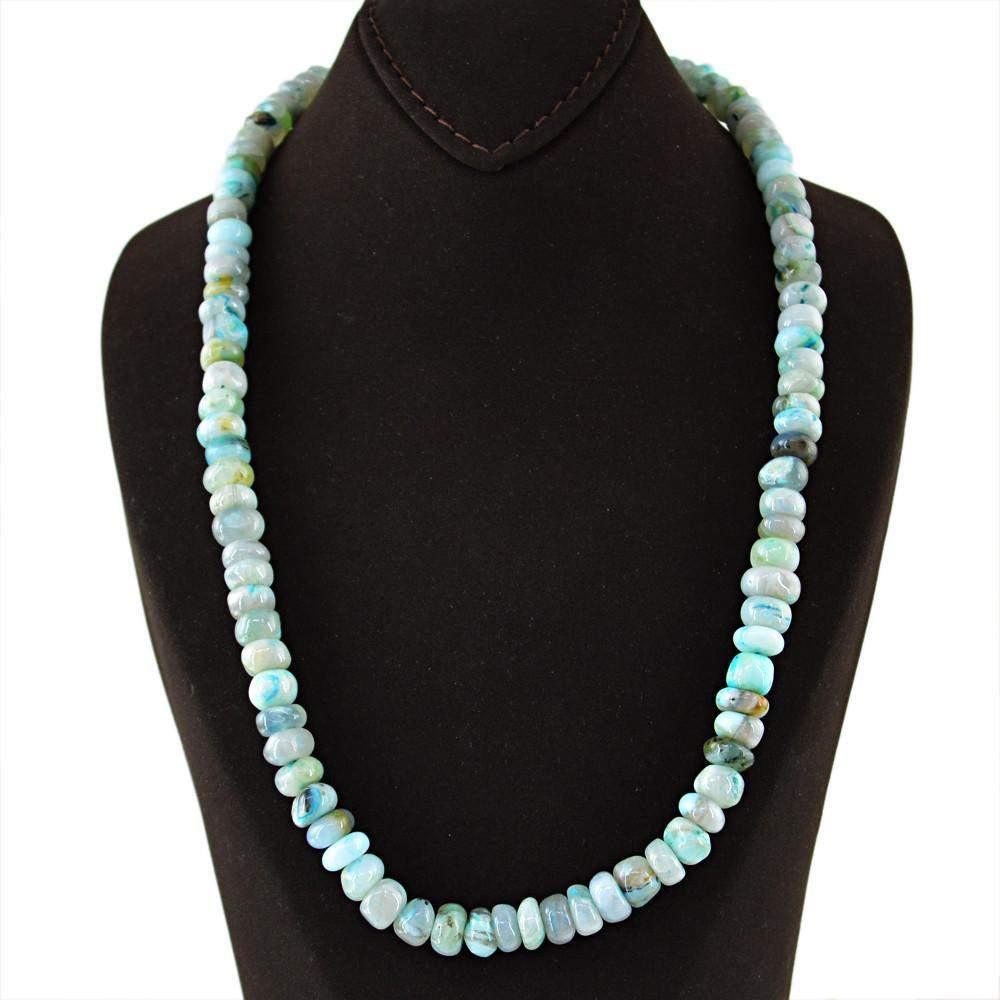 gemsmore:Natural Peruvian Opal Necklace Untreated Round Shape Beads
