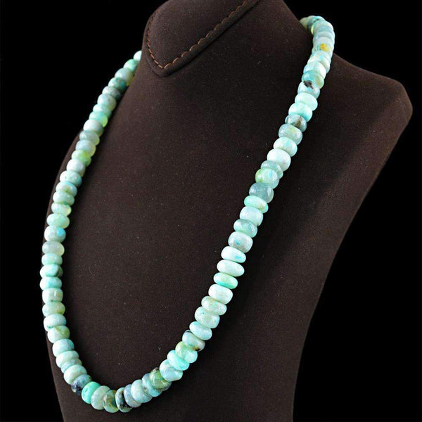 gemsmore:Natural Peruvian Opal Necklace Untreated Round Shape Beads