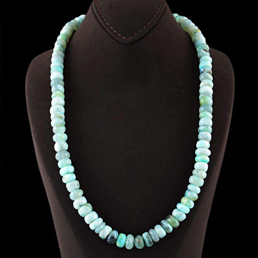 gemsmore:Natural Peruvian Opal Necklace Untreated Round Shape Beads