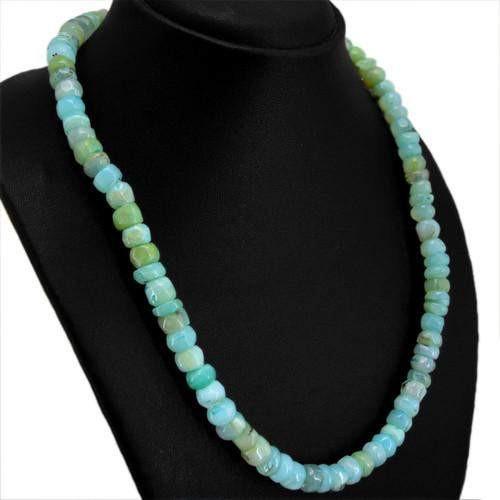 gemsmore:Natural Peruvian Opal Unheated Beads Necklace