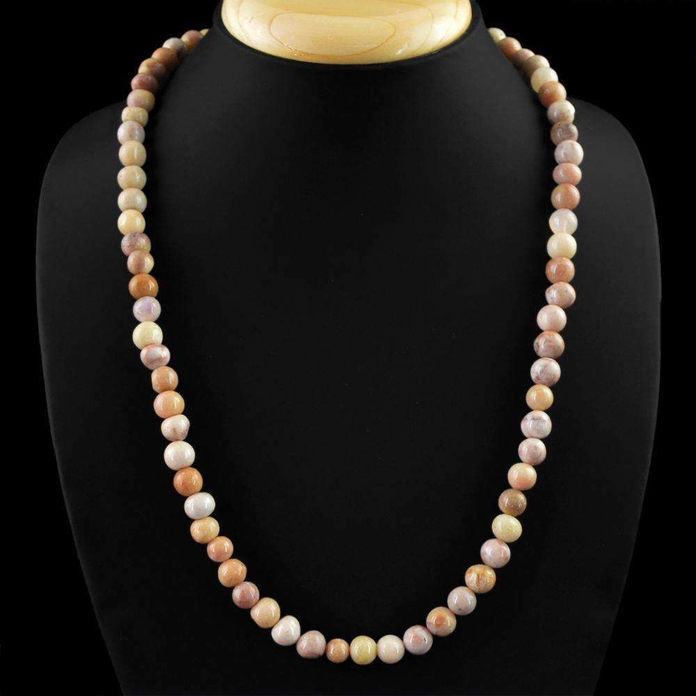 gemsmore:Natural Picasso Jasper Necklace Single Strand Round Shape Untreated Beads
