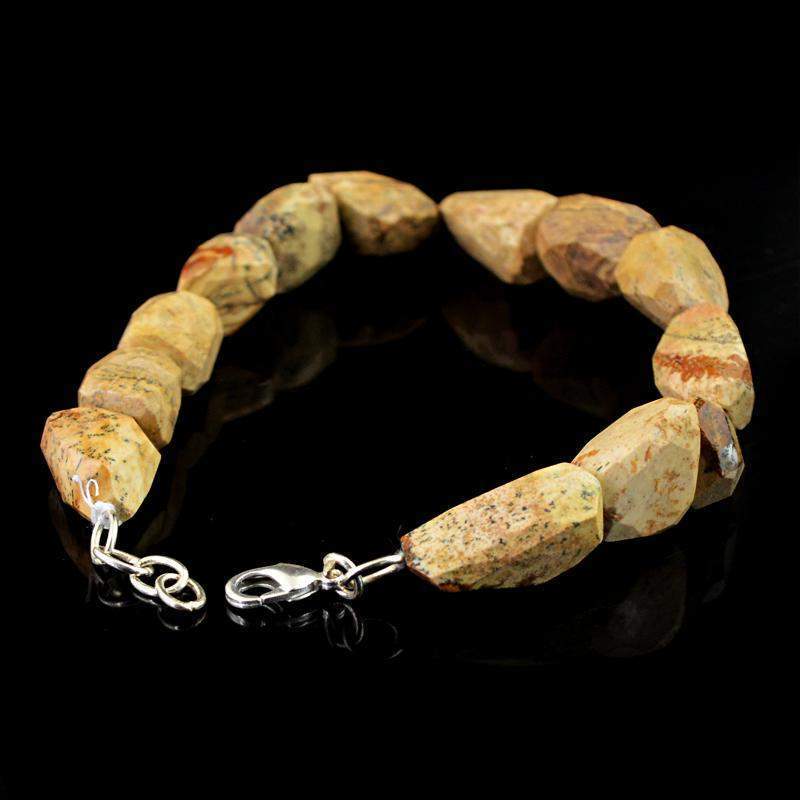 gemsmore:Natural Picture Jasper Bracelet Faceted Beads