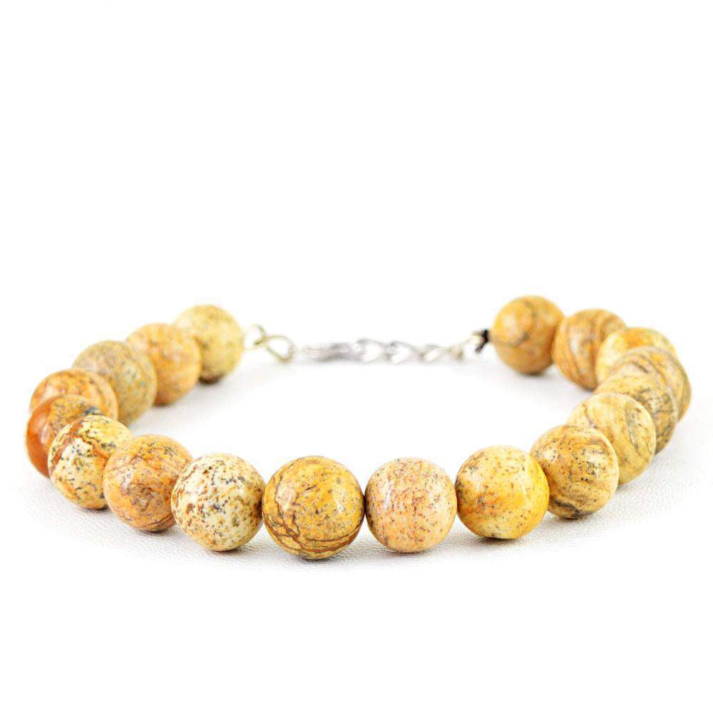 gemsmore:Natural Picture Jasper Bracelet Round Shape Beads