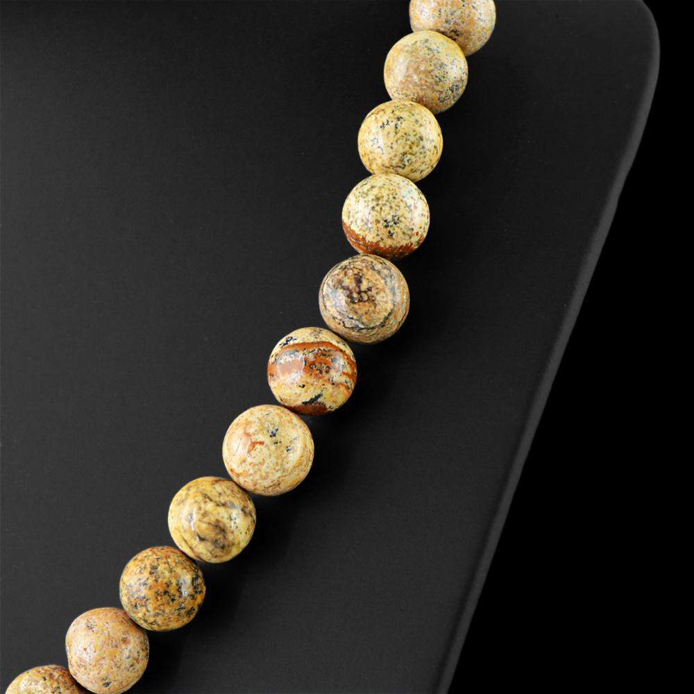 gemsmore:Natural Picture Jasper Necklace 20 Inches Long Round Beads