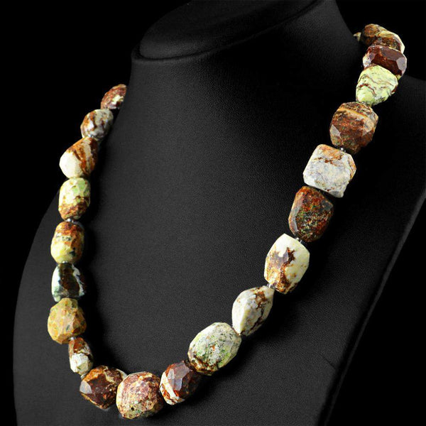 gemsmore:Natural Picture Jasper Necklace Unheated Faceted Beads