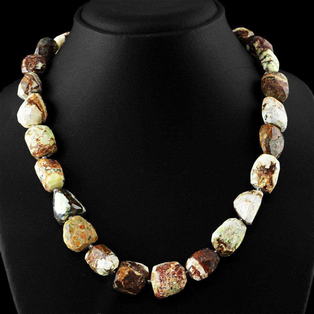 gemsmore:Natural Picture Jasper Necklace Unheated Faceted Beads