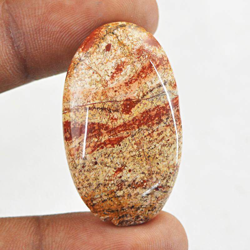 gemsmore:Natural Picture Jasper Untreated Oval Shape Gemstone