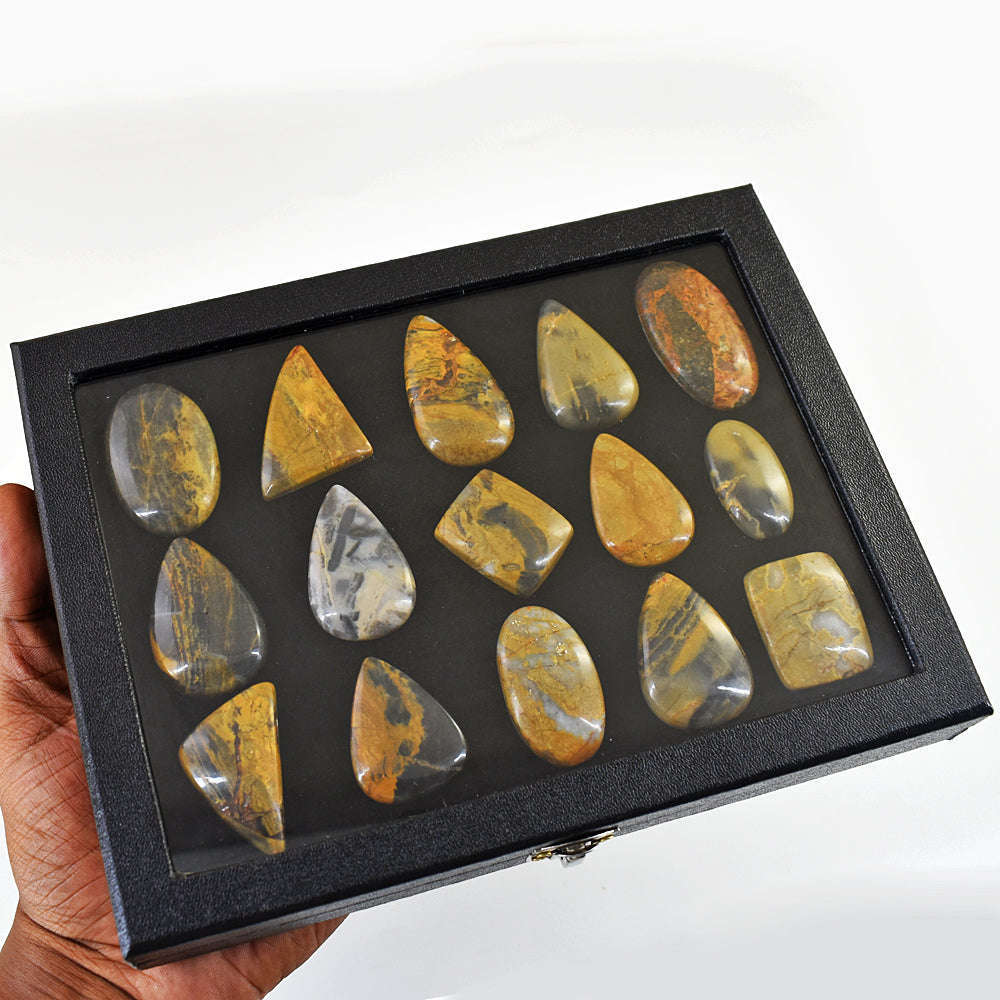 gemsmore:Natural Pietresite,Dragon Egg Jasper & Indian Opal Untreated Gemstone Cabochon Lot