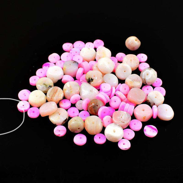 gemsmore:Natural Pink Australian Opal & Australian Opal Round Shape Drilled Beads Lot