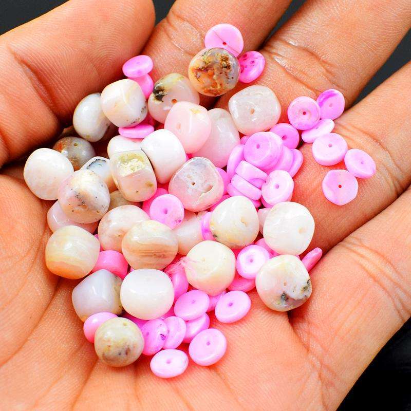 gemsmore:Natural Pink Australian Opal & Australian Opal Round Shape Drilled Beads Lot