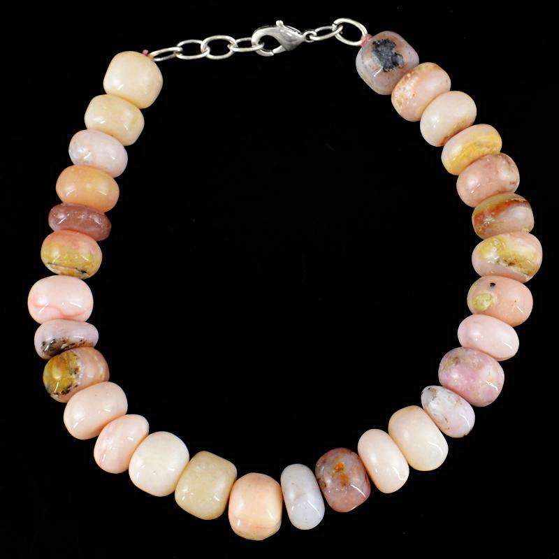 gemsmore:Natural Pink Australian Opal Beads Bracelet Round Shape