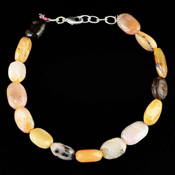gemsmore:Natural Pink Australian Opal Beads Bracelet