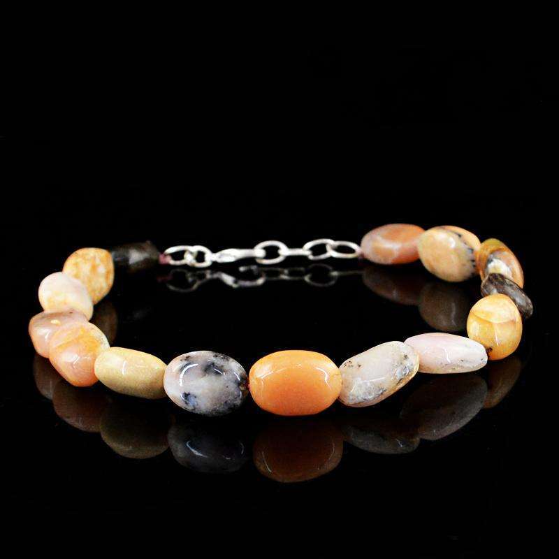 gemsmore:Natural Pink Australian Opal Beads Bracelet