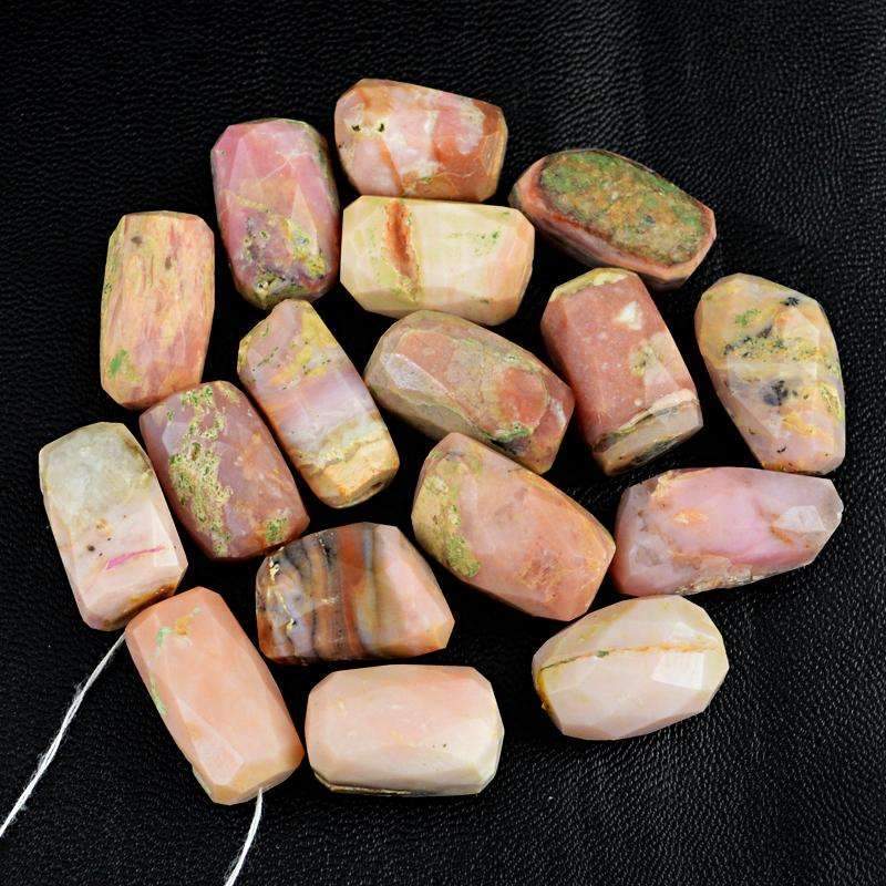 gemsmore:Natural Pink Australian Opal Beads Lot - Faceted Drilled