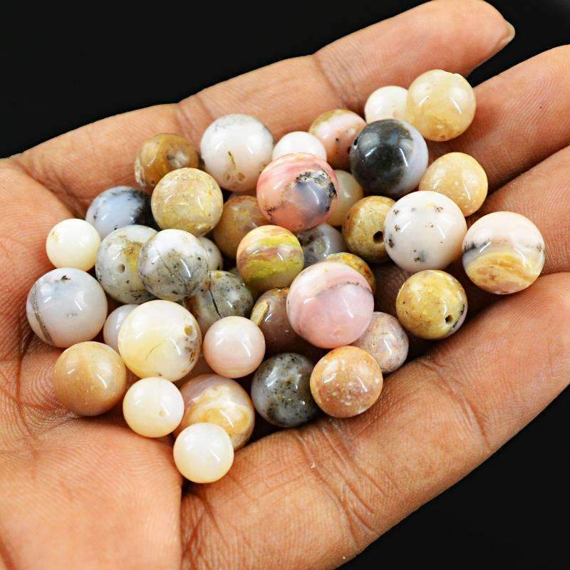 gemsmore:Natural Pink Australian Opal Beads Lot - Round Shape Drilled