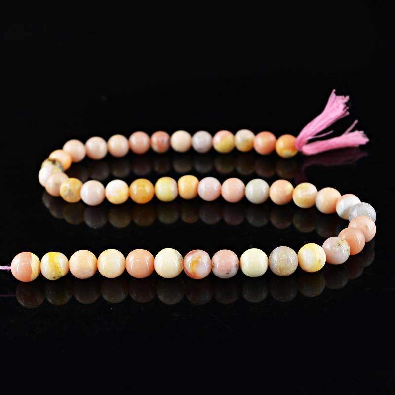 gemsmore:Natural Pink Australian Opal Beads Strand - Drilled Round Shape