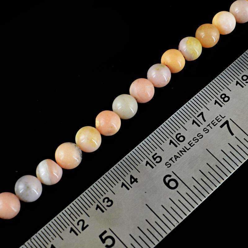 gemsmore:Natural Pink Australian Opal Beads Strand - Drilled Round Shape