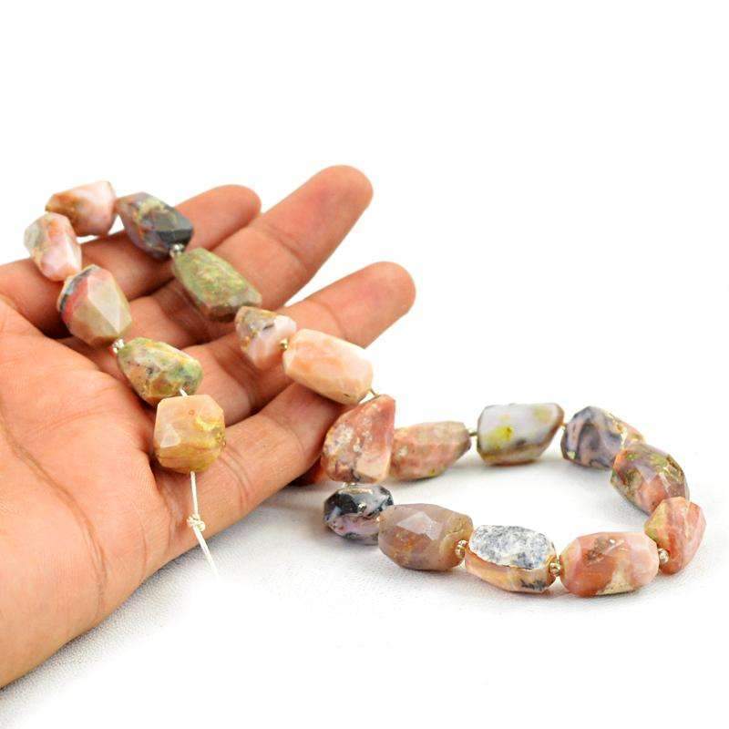 gemsmore:Natural Pink Australian Opal Beads Strand - Faceted Drilled