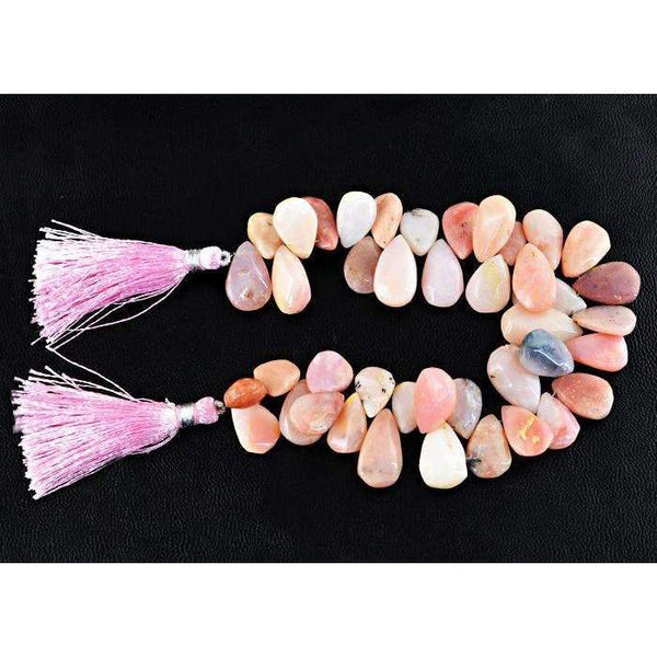 gemsmore:Natural Pink Australian Opal Beads Strand - Pear Shape Drilled