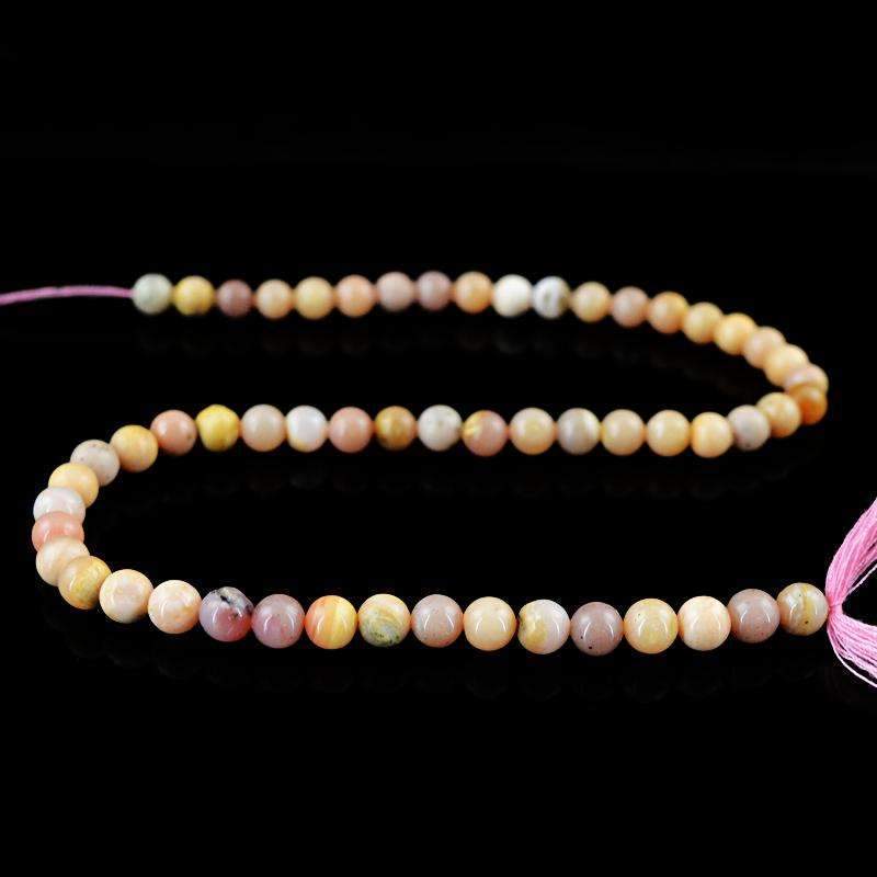 gemsmore:Natural Pink Australian Opal Beads Strand Round Shape Drilled
