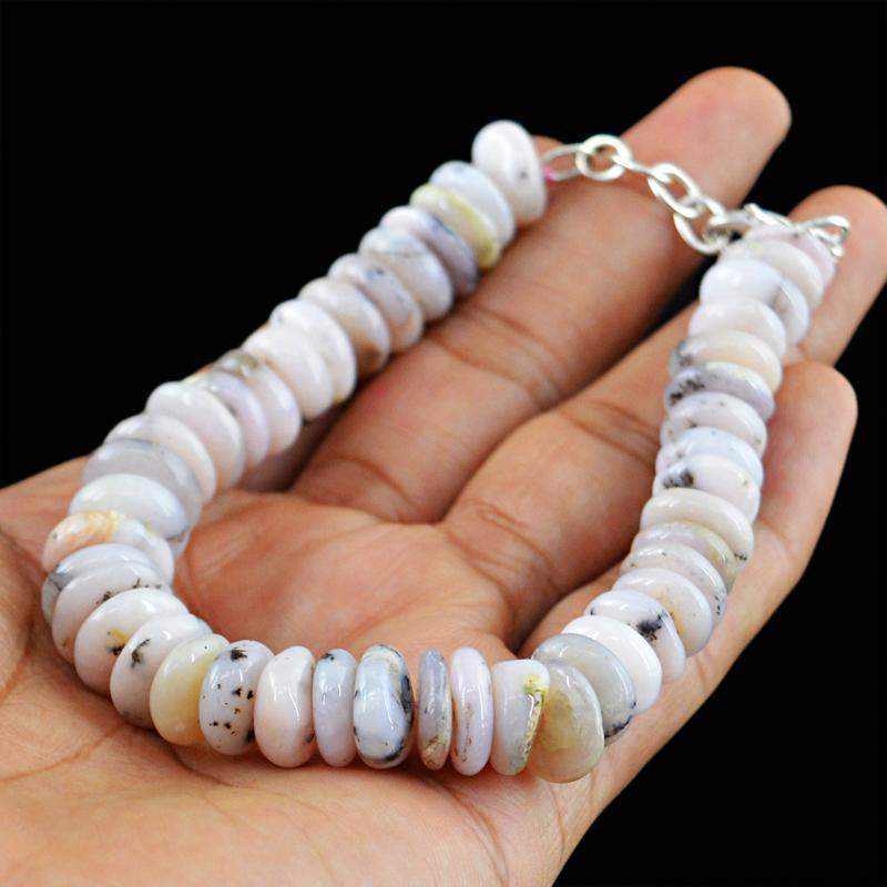 gemsmore:Natural Pink Australian Opal Bracelet - Round Shape Beads