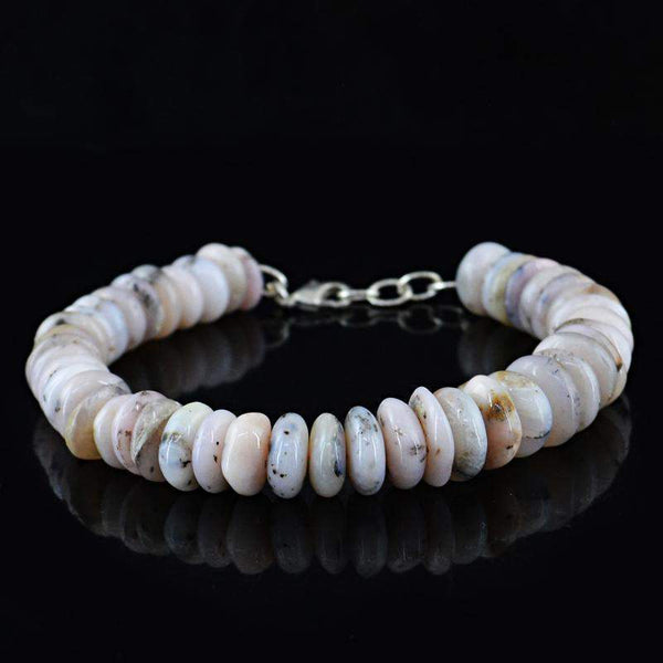 gemsmore:Natural Pink Australian Opal Bracelet - Round Shape Beads