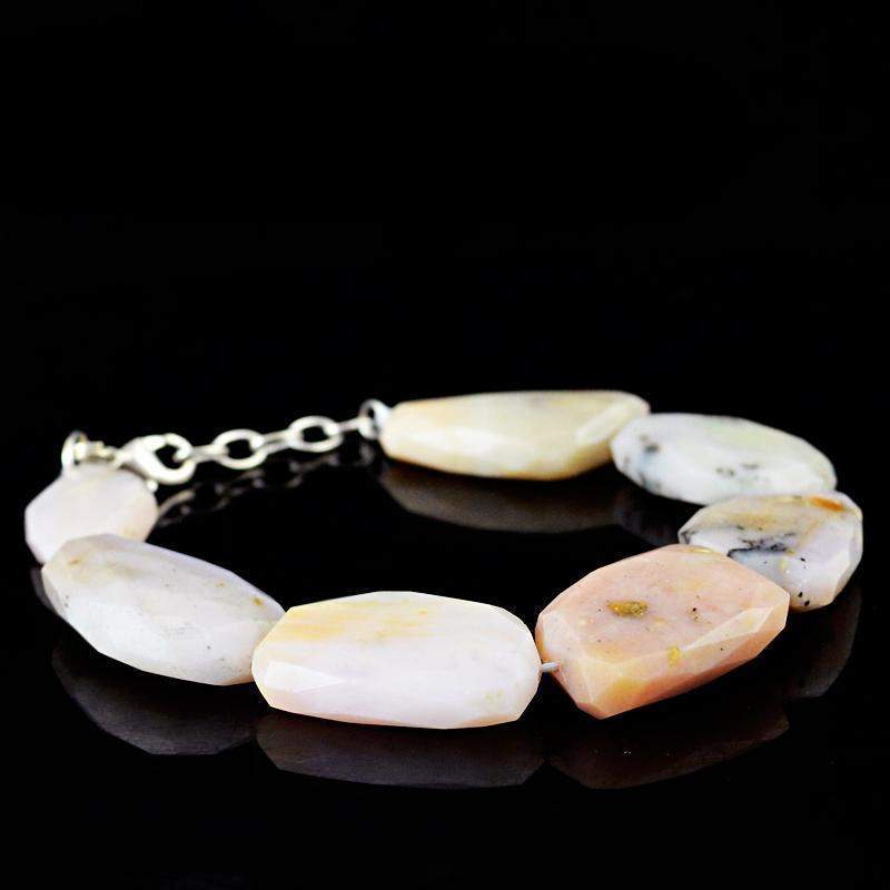 gemsmore:Natural Pink Australian Opal Bracelet Faceted Beads