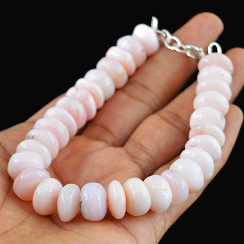 gemsmore:Natural Pink Australian Opal Bracelet Round Beads