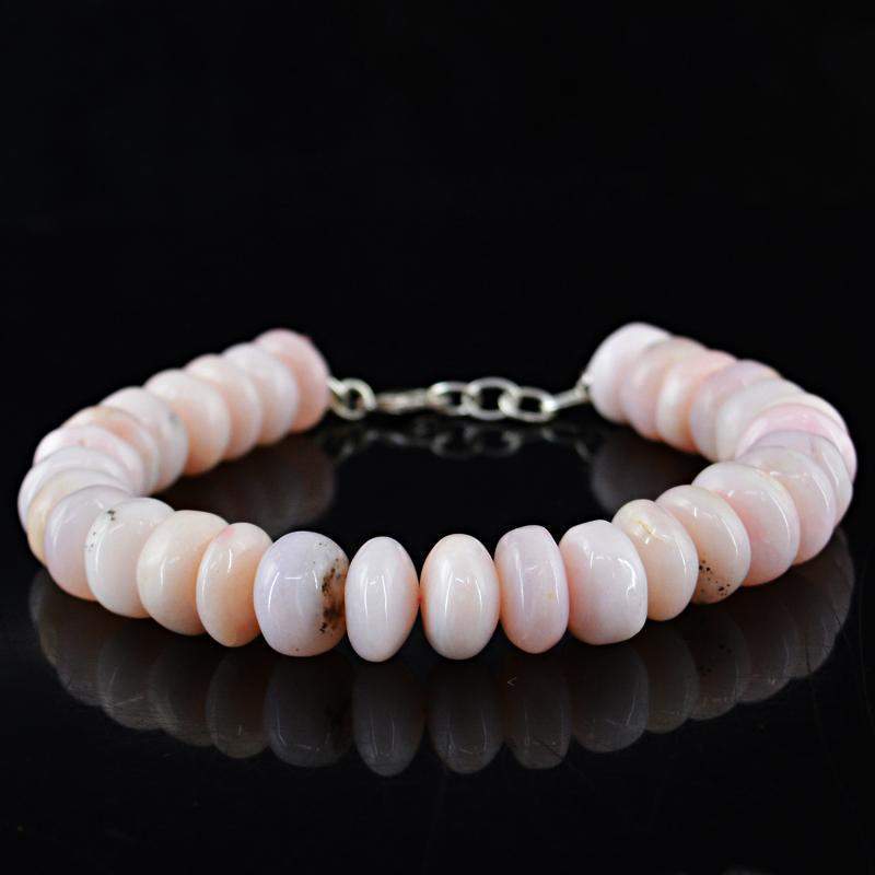 gemsmore:Natural Pink Australian Opal Bracelet Round Beads