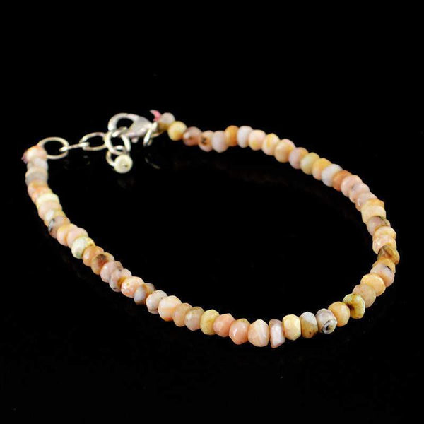 gemsmore:Natural Pink Australian Opal Bracelet Round Faceted Beads