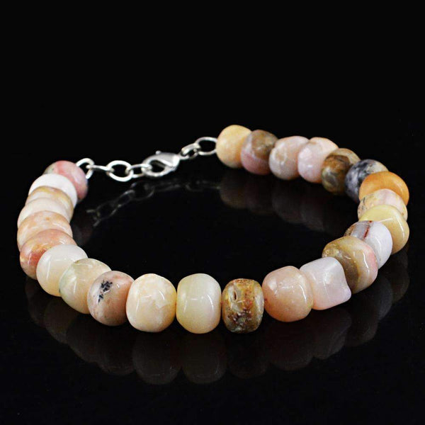 gemsmore:Natural Pink Australian Opal Bracelet Round Shape Beads