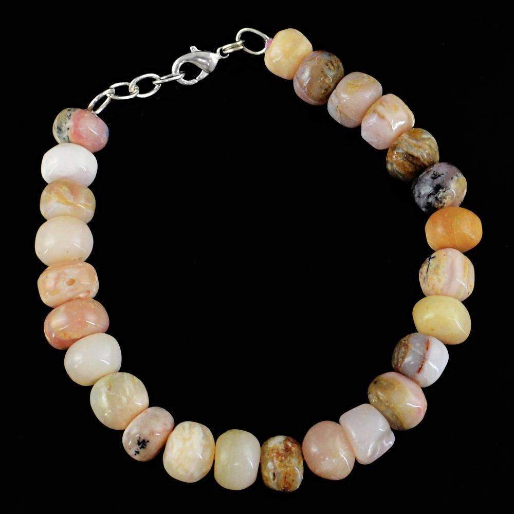 gemsmore:Natural Pink Australian Opal Bracelet Round Shape Beads