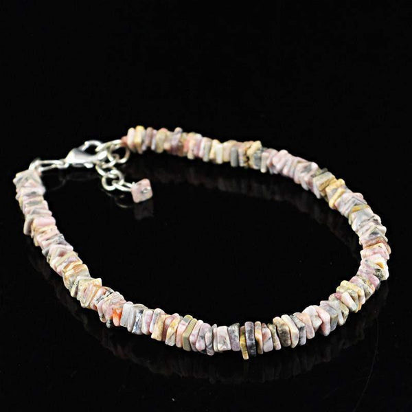 gemsmore:Natural Pink Australian Opal Bracelet Untreated Beads