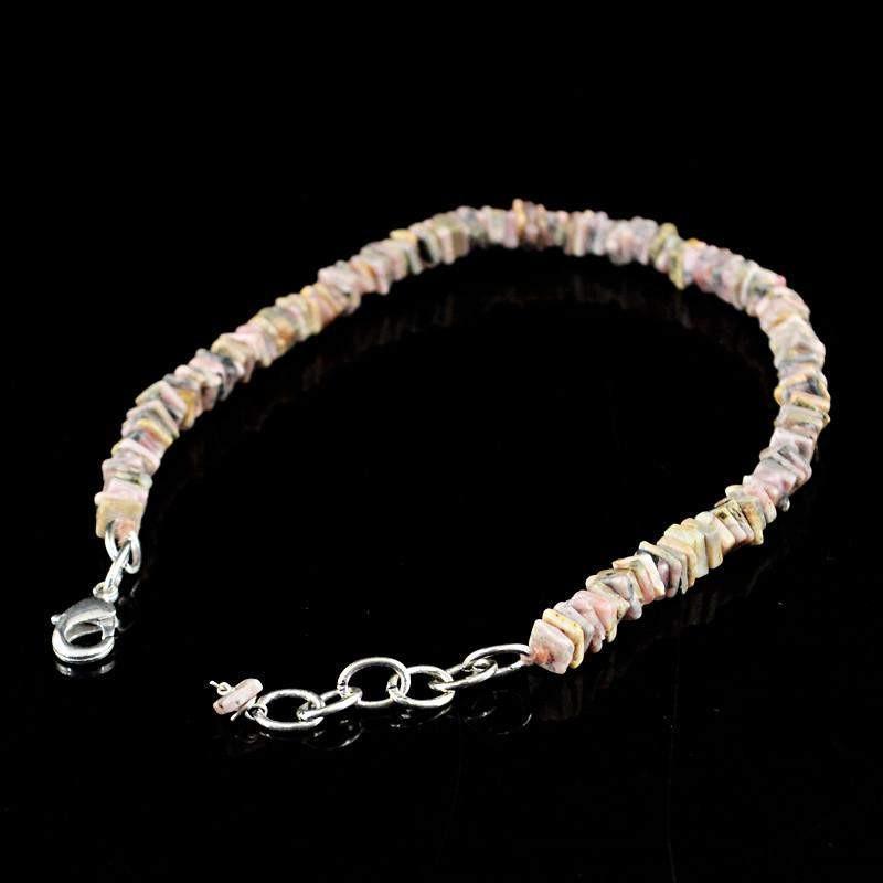 gemsmore:Natural Pink Australian Opal Bracelet Untreated Beads