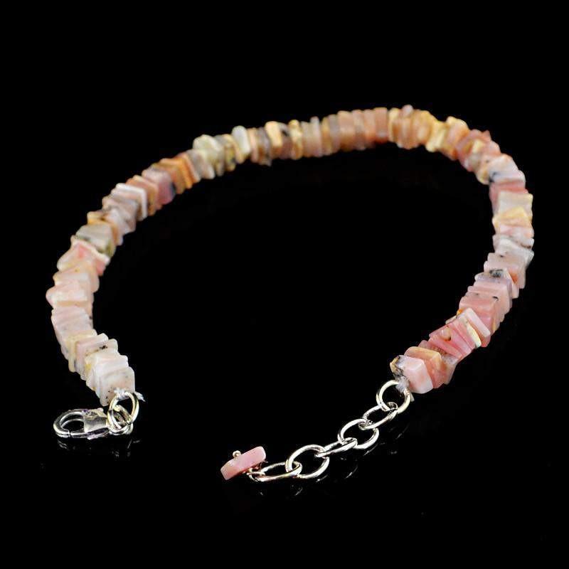 gemsmore:Natural Pink Australian Opal Bracelet Untreated Beads