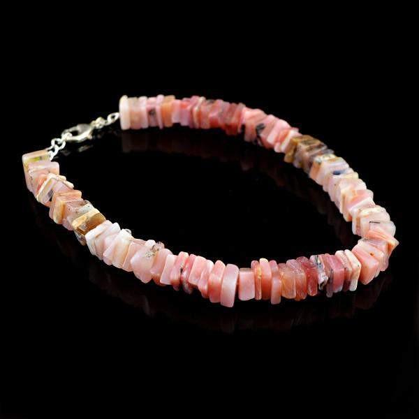 gemsmore:Natural Pink Australian Opal Bracelet Untreated Genuine Beads