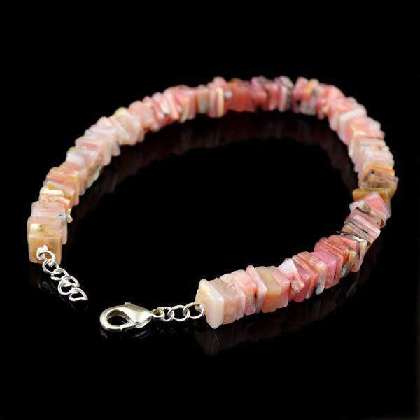 gemsmore:Natural Pink Australian Opal Bracelet Untreated Genuine Beads