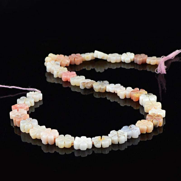 gemsmore:Natural Pink Australian Opal Carved Beads Strand