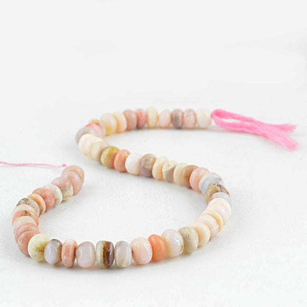 gemsmore:Natural Pink Australian Opal Drilled Beads Strand - Round Shape