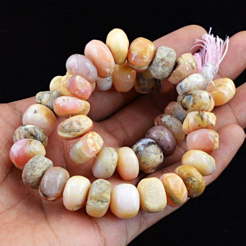 gemsmore:Natural Pink Australian Opal Drilled Round Shape Beads Strand