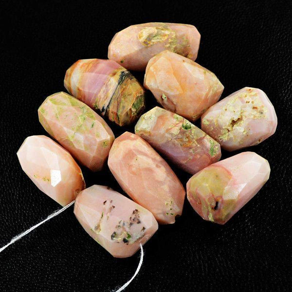 gemsmore:Natural Pink Australian Opal Faceted Beads Lot - Drilled
