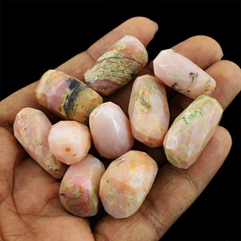 gemsmore:Natural Pink Australian Opal Faceted Beads Lot - Drilled