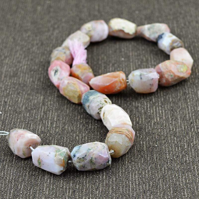 gemsmore:Natural Pink Australian Opal Faceted Beads Strand