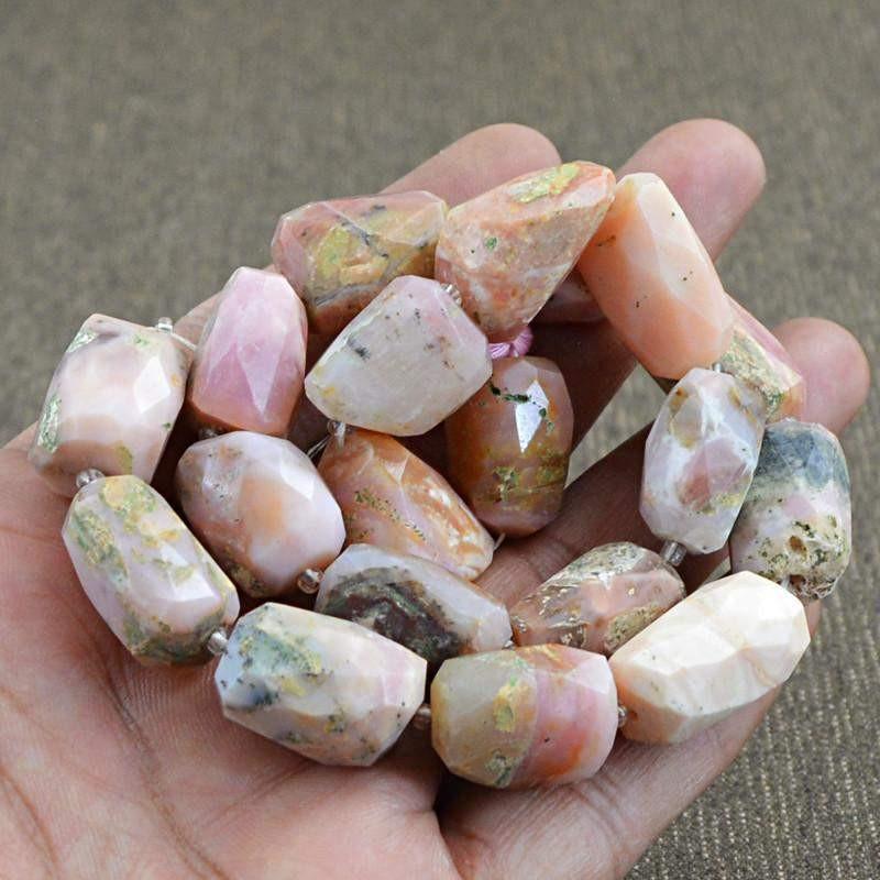 gemsmore:Natural Pink Australian Opal Faceted Beads Strand
