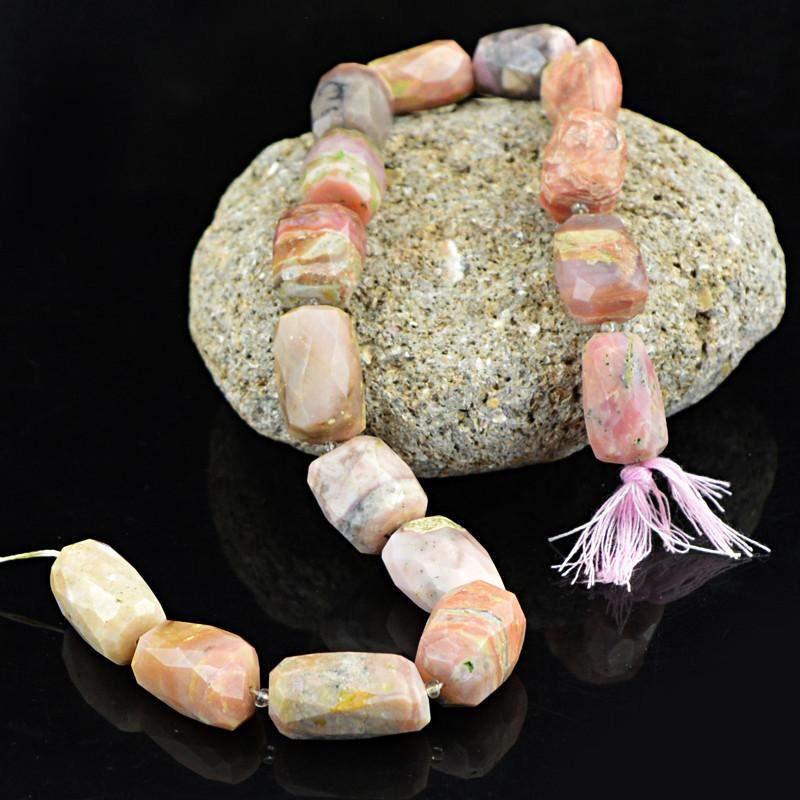 gemsmore:Natural Pink Australian Opal Faceted Drilled Beads Strand