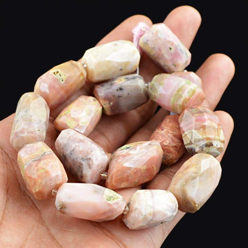 gemsmore:Natural Pink Australian Opal Faceted Drilled Beads Strand