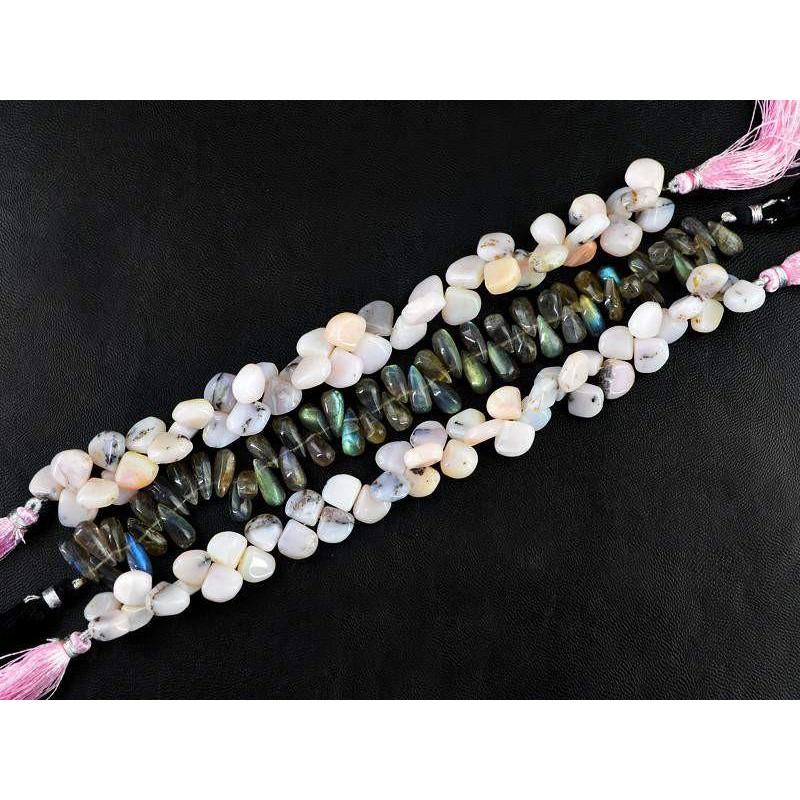 gemsmore:Natural Pink Australian Opal & Labradorite Unheated Beads Strands