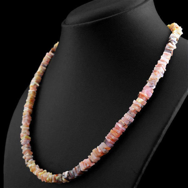 gemsmore:Natural Pink Australian Opal Necklace 20 Inches Long Untreated Beads