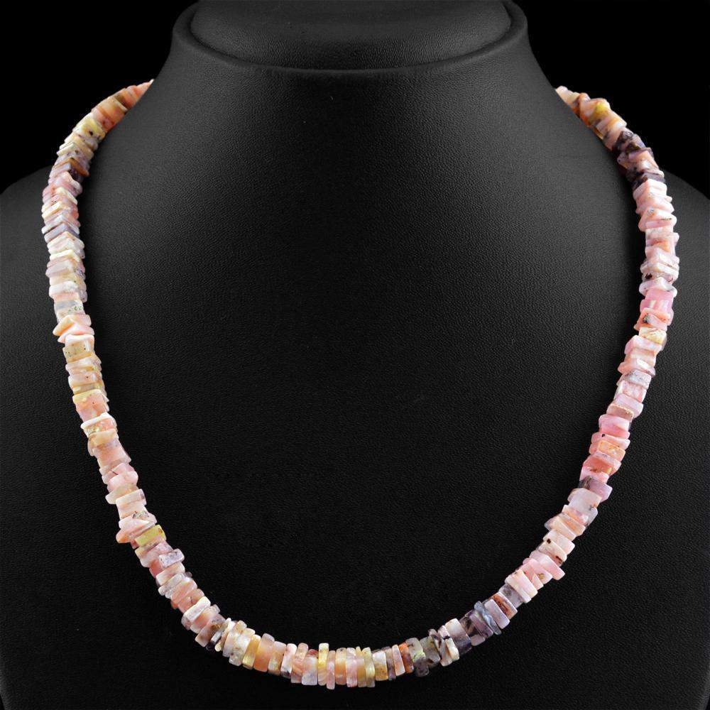 gemsmore:Natural Pink Australian Opal Necklace 20 Inches Long Untreated Beads