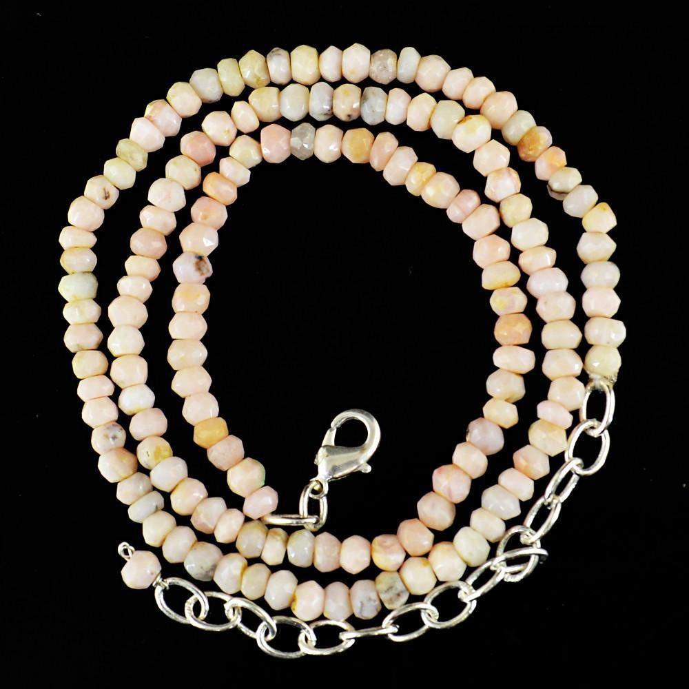 gemsmore:Natural Pink Australian Opal Necklace Faceted Round Shape Beads